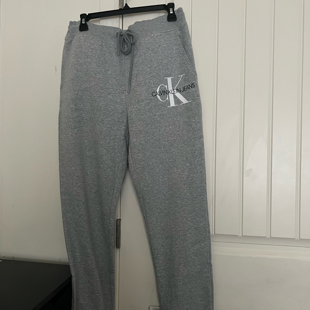 Calvin Klein Classic Monogram Logo Fleece Joggers Grey {SALE} Men's Size Medium